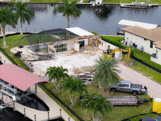Medium side aerial view of a project site